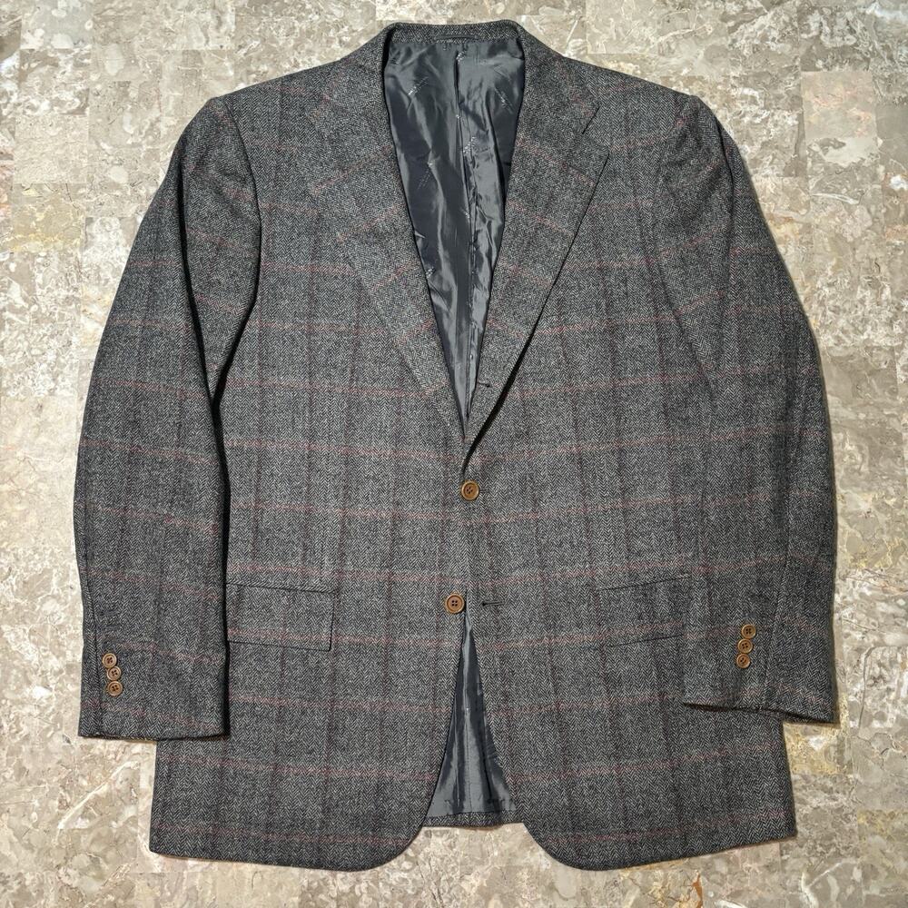 Kiton Sport Coat Mens 52 Wool Cashmere Windowpane Herringbone Brown 2 Button